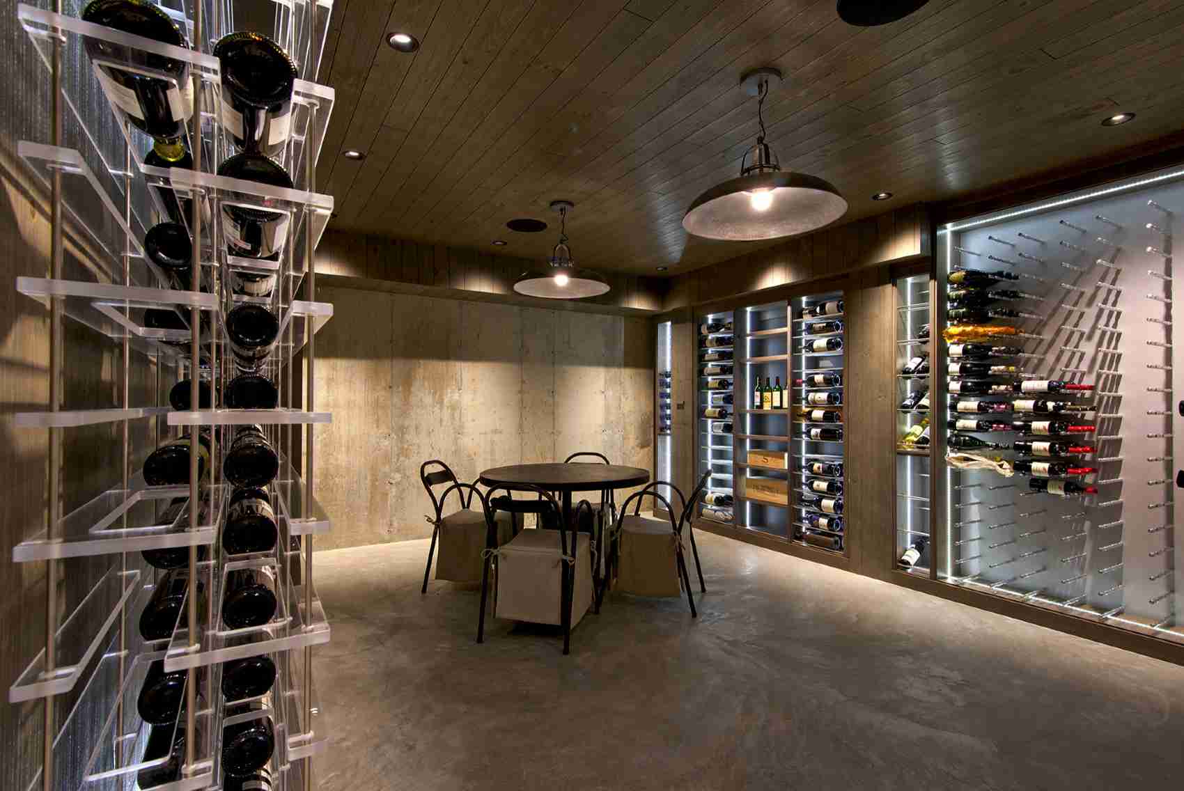 Holiday Hill Village, Midland TX cellar with quiet climate system concealed behind panels